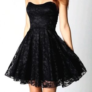 Boohoo Lulu Lace Bandeau Skater Dress